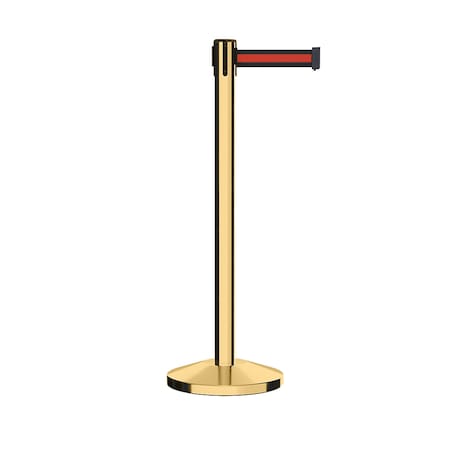 Montour Line Stanchion Belt Barrier Pol.Brass Post 9ft. Bk/R H Belt ES400-PB-BRH-CCW-90